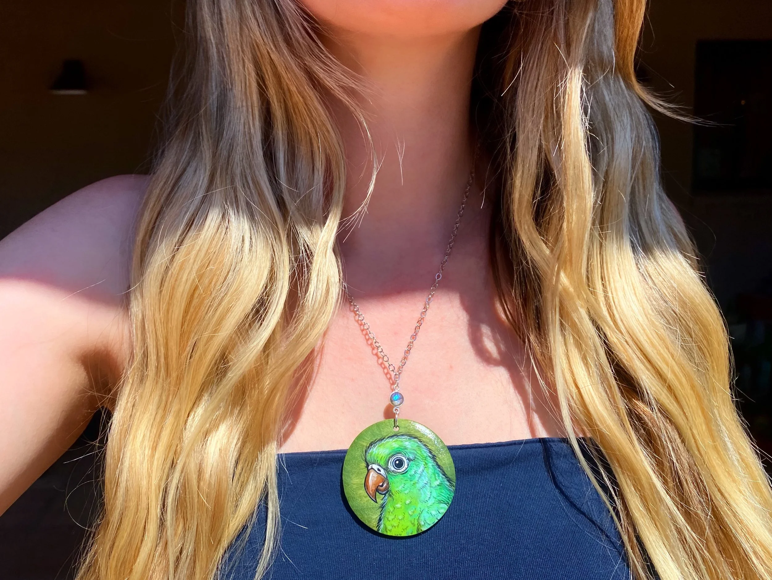 the parrot pendant 🦜💚✨ 

ft. blue labradorite, my favorite stone 🦋