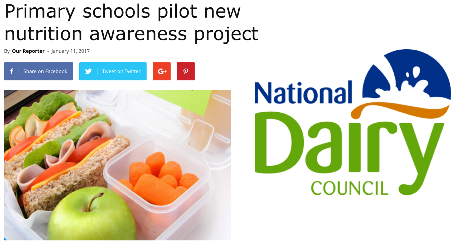 Local coverage of the joint project between AMSI-NUIG and the NUIG Paediatric Society, supported by the National Dairy Council.
