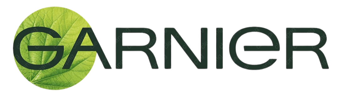Garnier logo with a green leaf in the background.