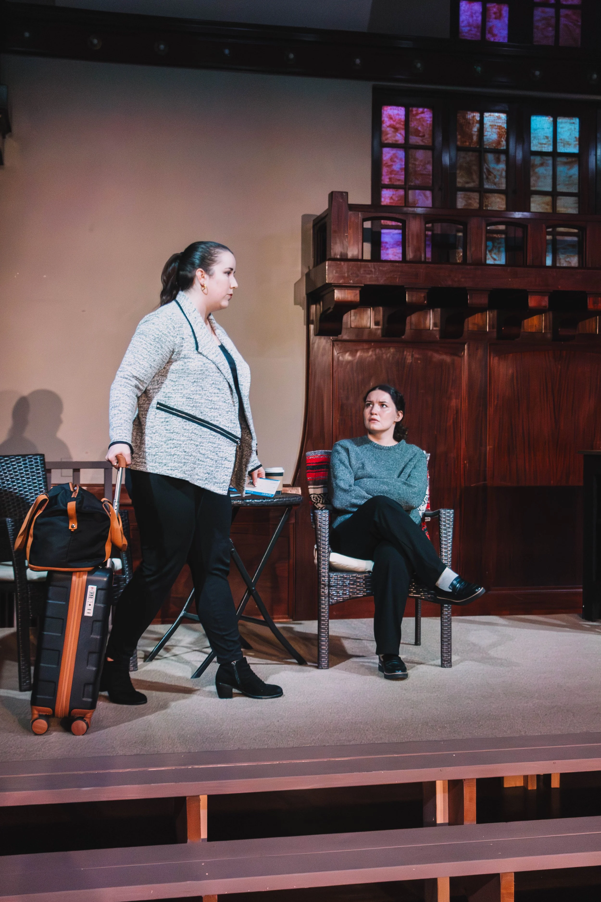 Claire and Catherine during a scene from Scott Worley Productions' production of Proof.