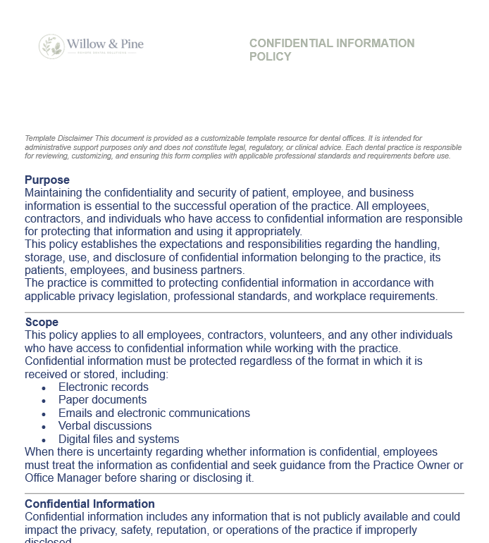 CONFIDENTIAL INFORMATION POLICY