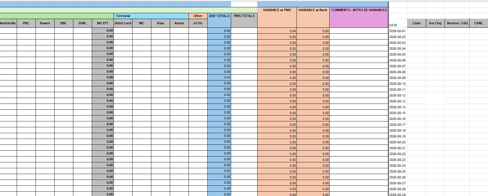 Month-End Reconciliation Worksheet