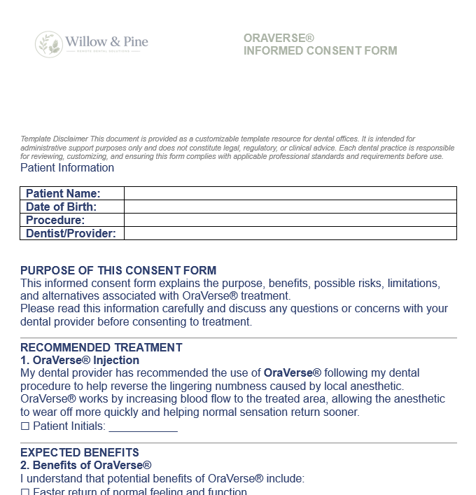 ORAVERSE® INFORMED CONSENT FORM