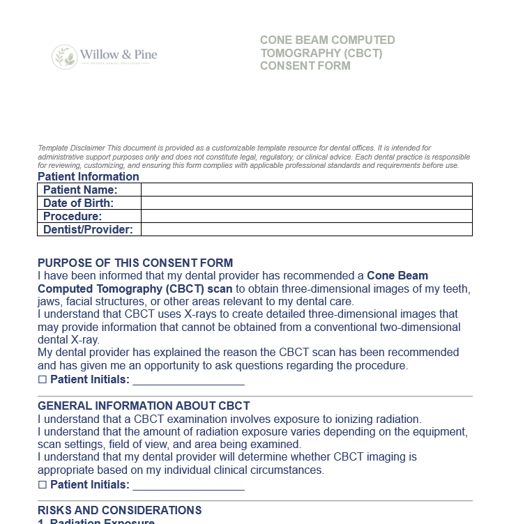 CBCT SCAN CONSENT FORM