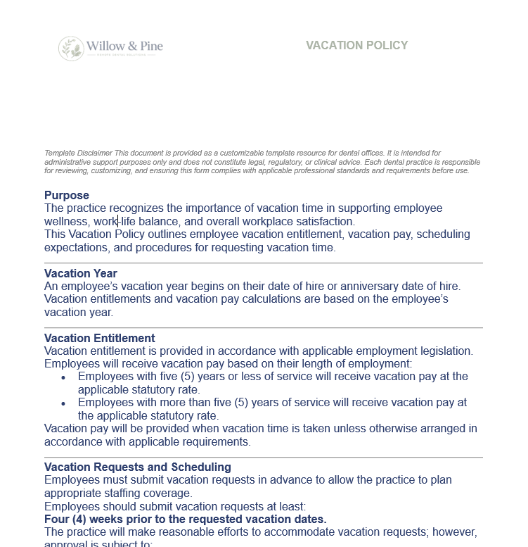 VACATION POLICY