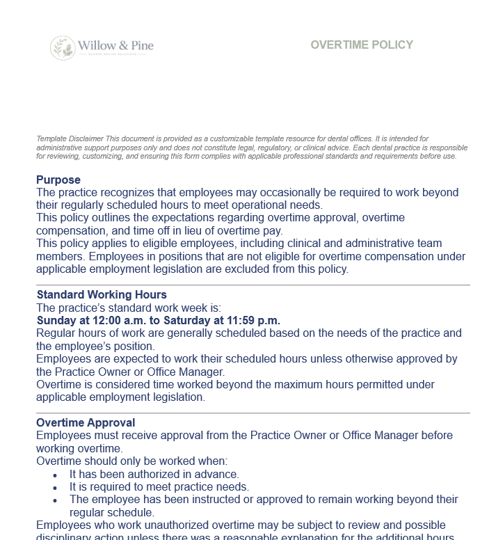 OVERTIME POLICY