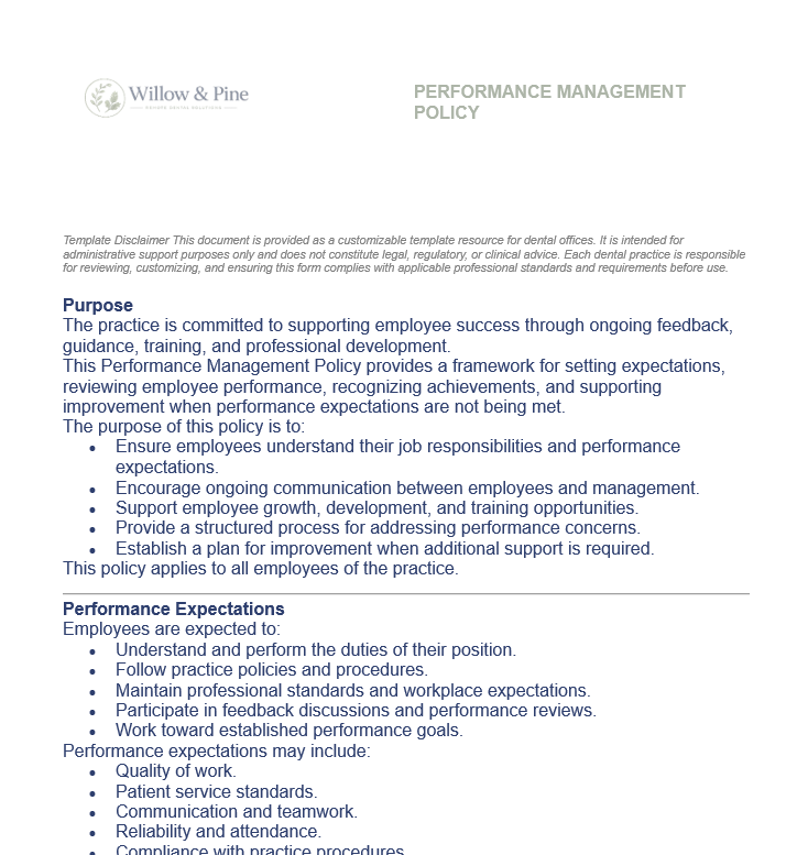 PERFORMANCE MANAGEMENT POLICY