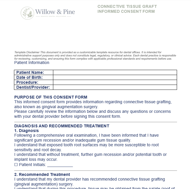 CONNECTIVE TISSUE GRAFT INFORMED CONSENT FORM
