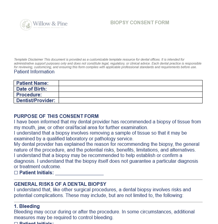 BIOPSY CONSENT FORM