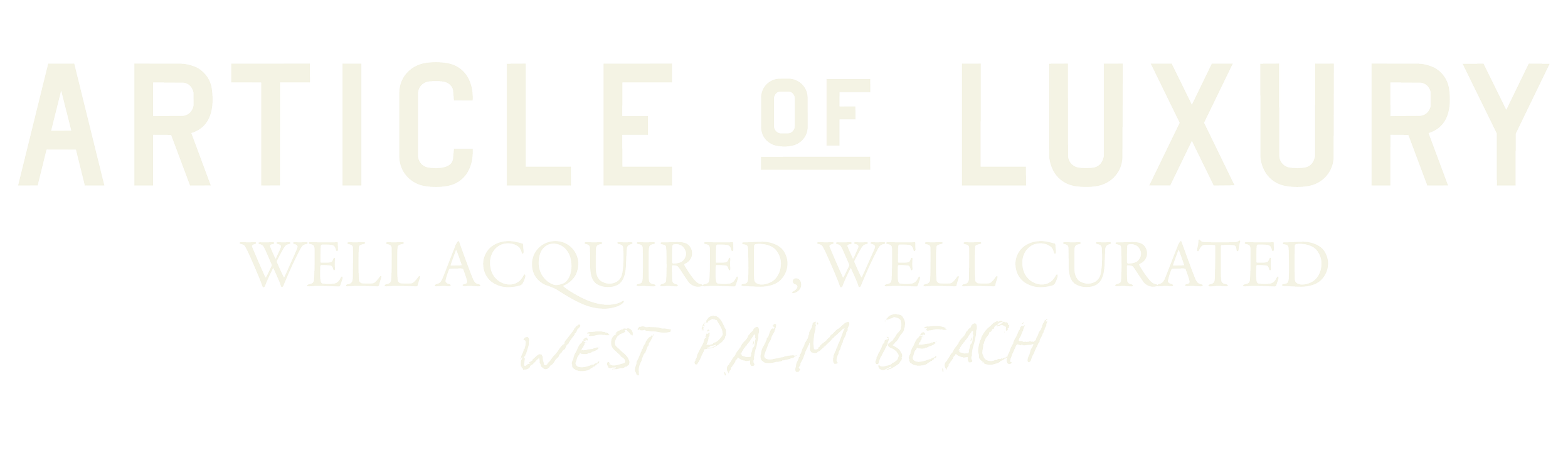 Logo for Article of Luxury in West Palm Beach, featuring black background with white stylized text.