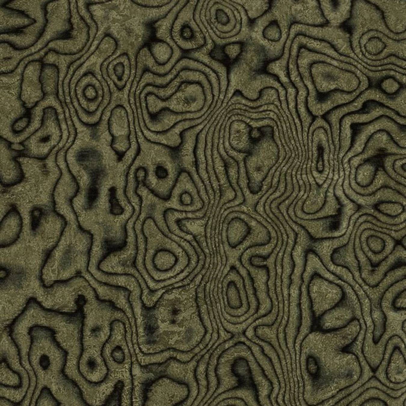 A close-up aerial view of a textured terrain with black contour lines forming irregular and concentric patterns on a beige background.