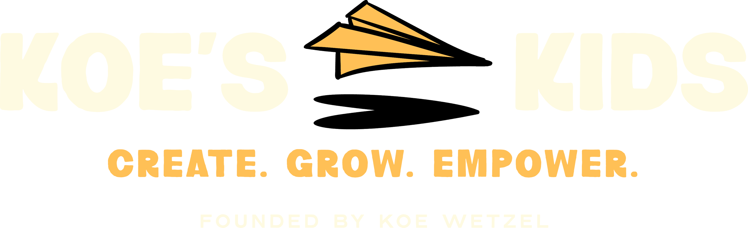Logo with the words 'Create. Grow. Empower.' and a stylized book and paper airplane design