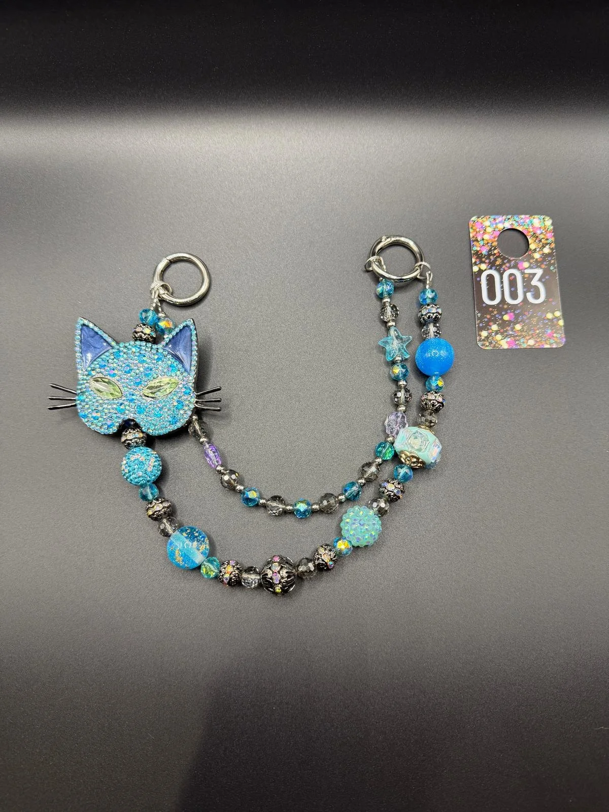 Sapphire Cat Beaded Charm