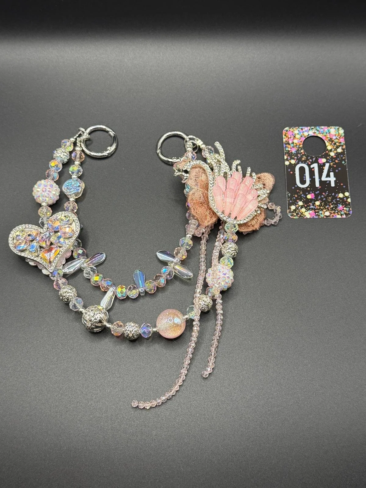 Crystal Heart Beaded Purse Charm