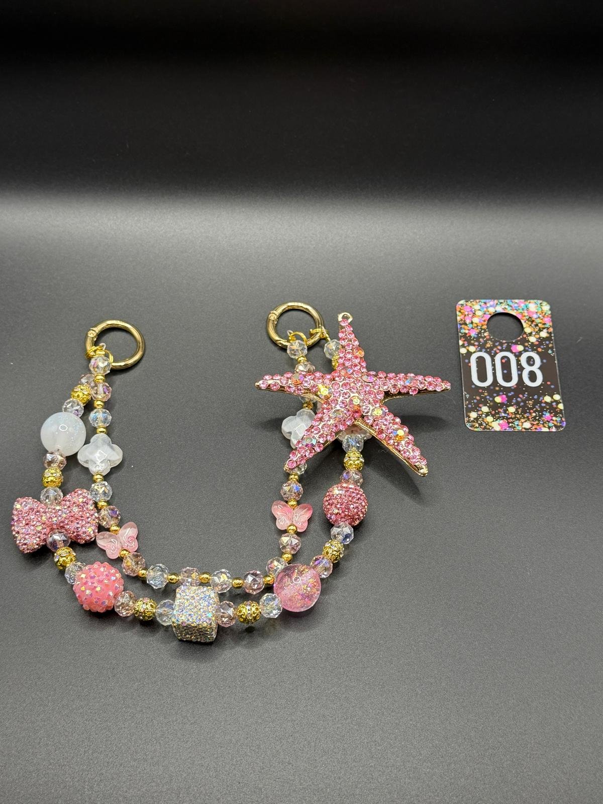 Pink Starfish Beaded Purse Charm