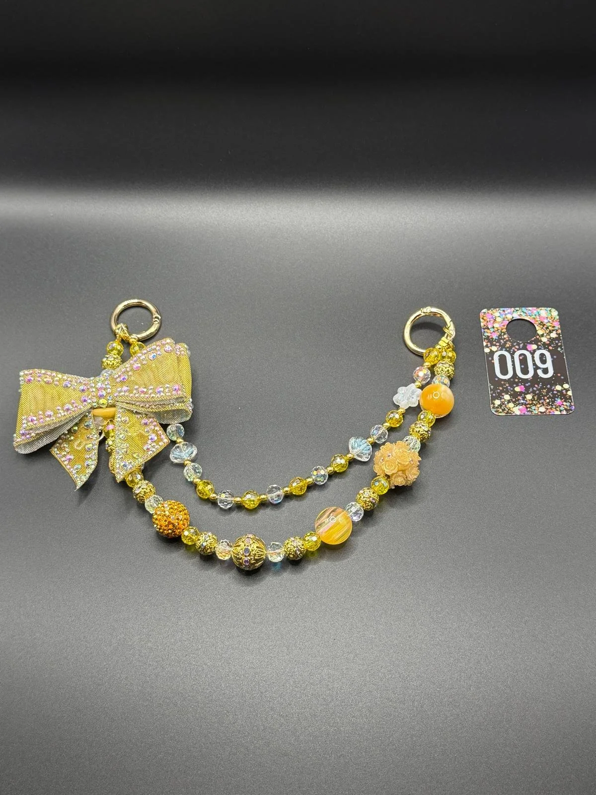 Yellow Bow Beaded Charm
