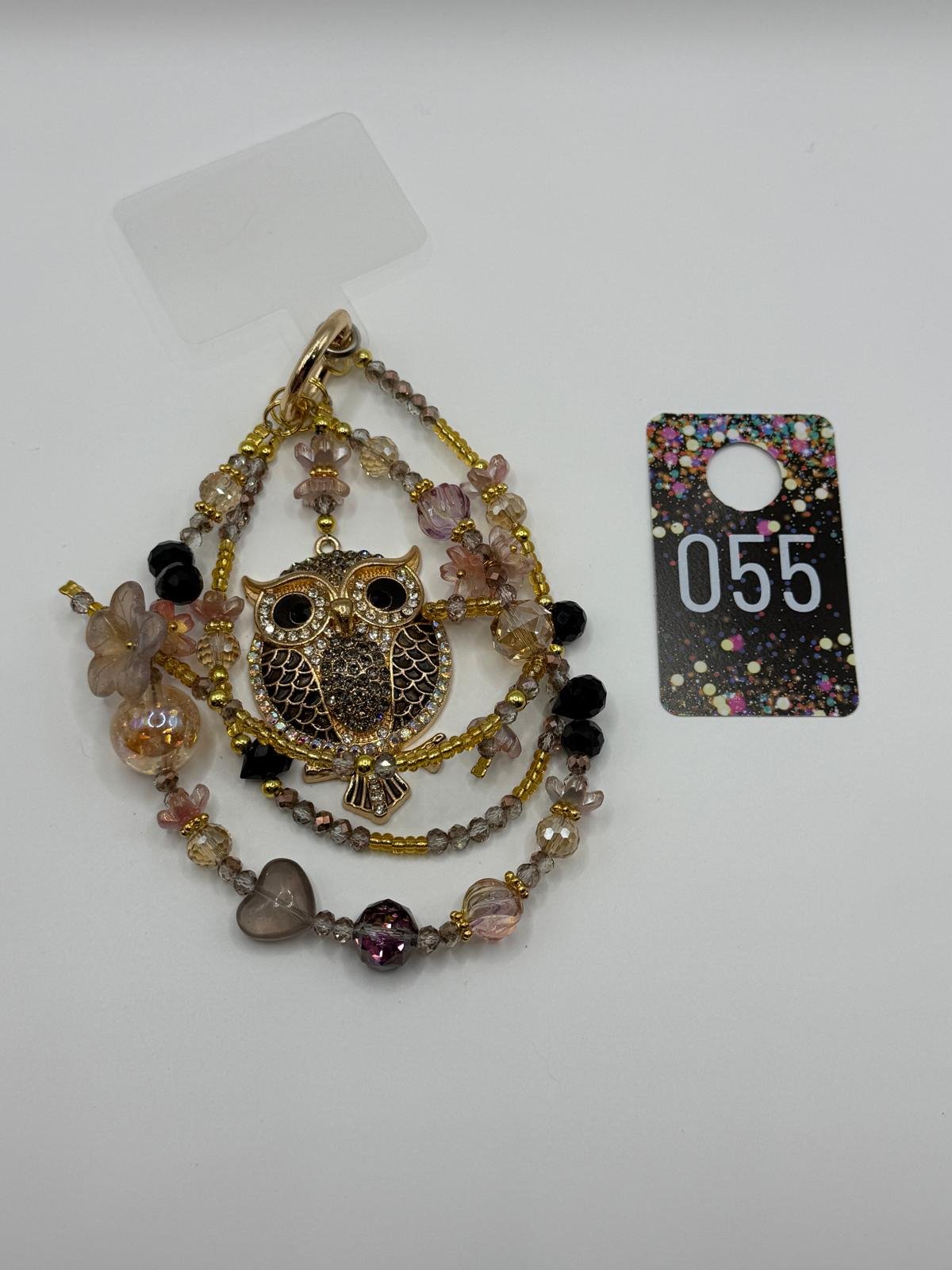 Golden Twilight Owl Phone Charm