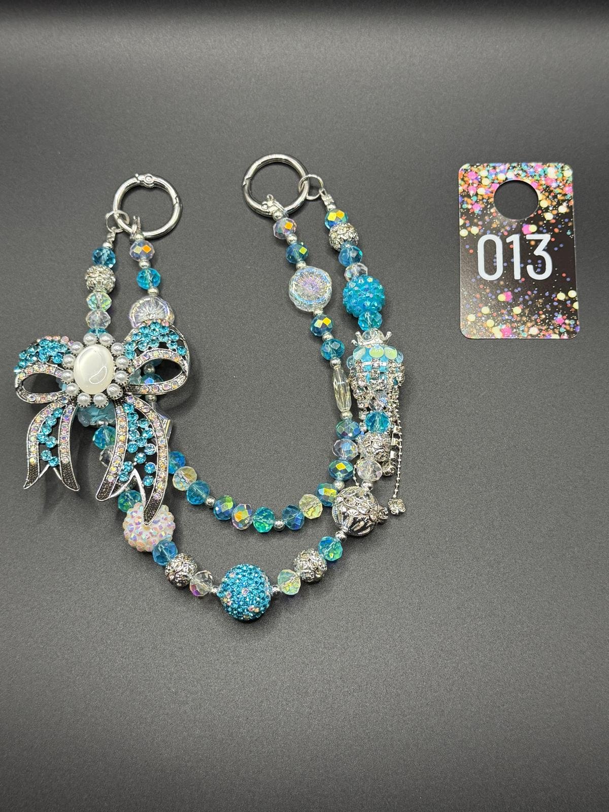Blue Pearl Bow Beaded Charm
