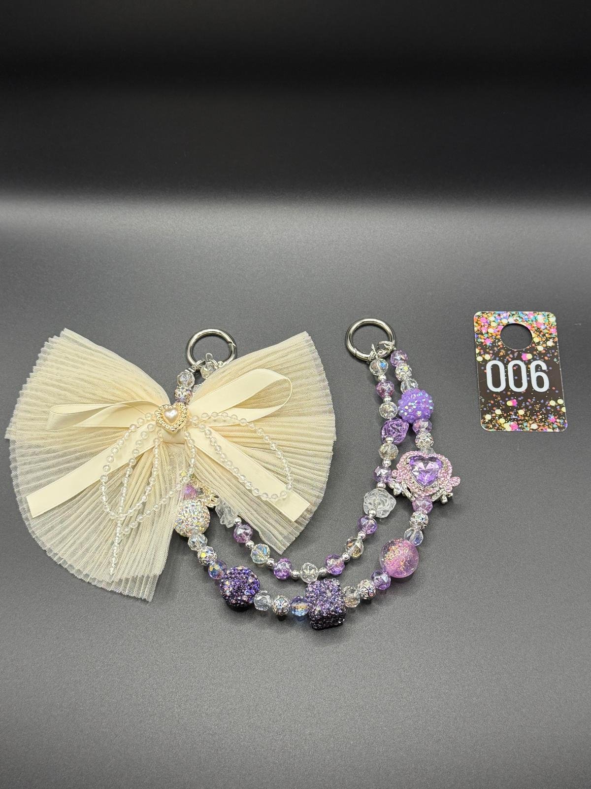 Lavender Lace Beaded Purse Charm