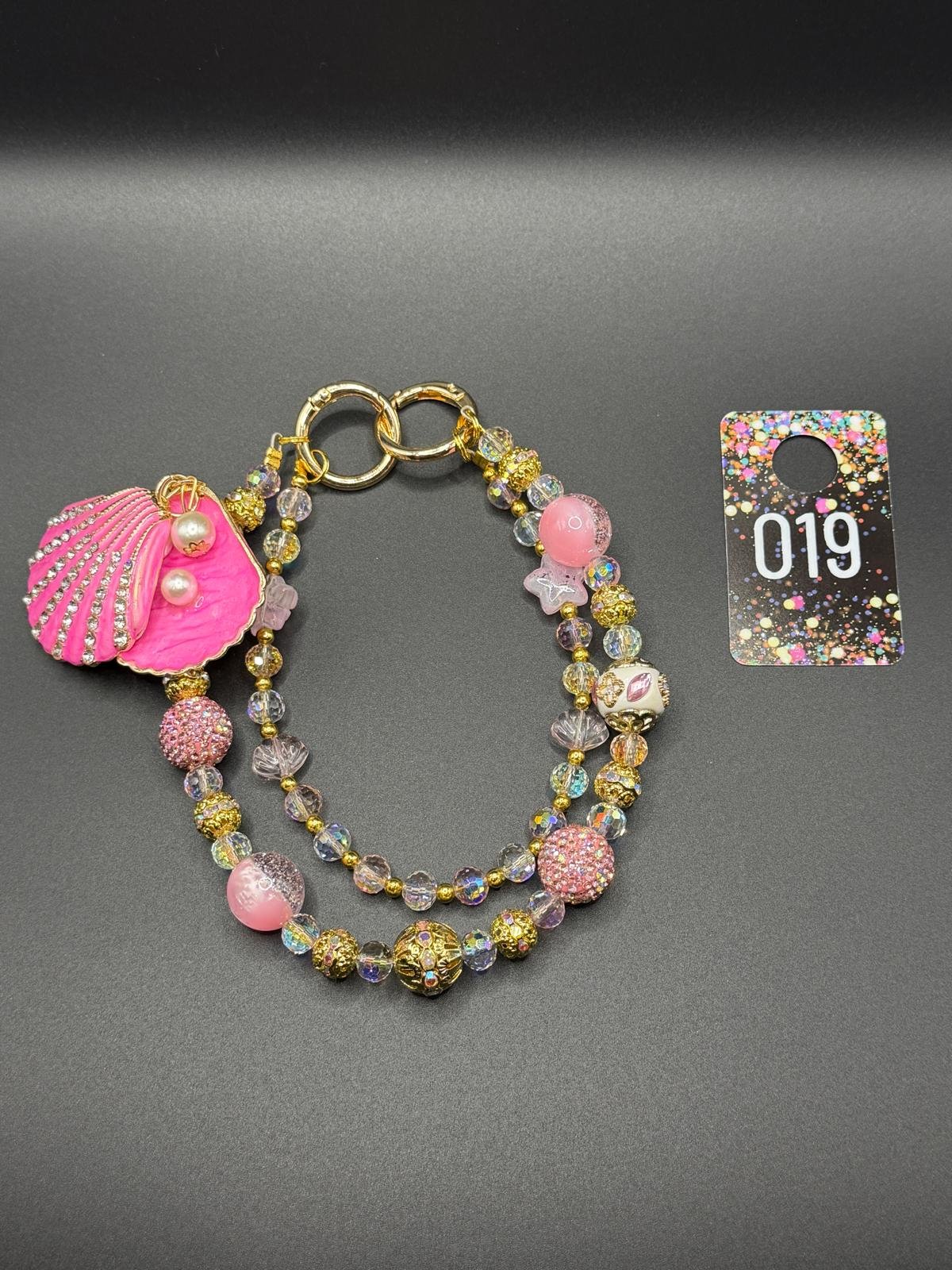 Pink Seashell Beaded Purse Charm