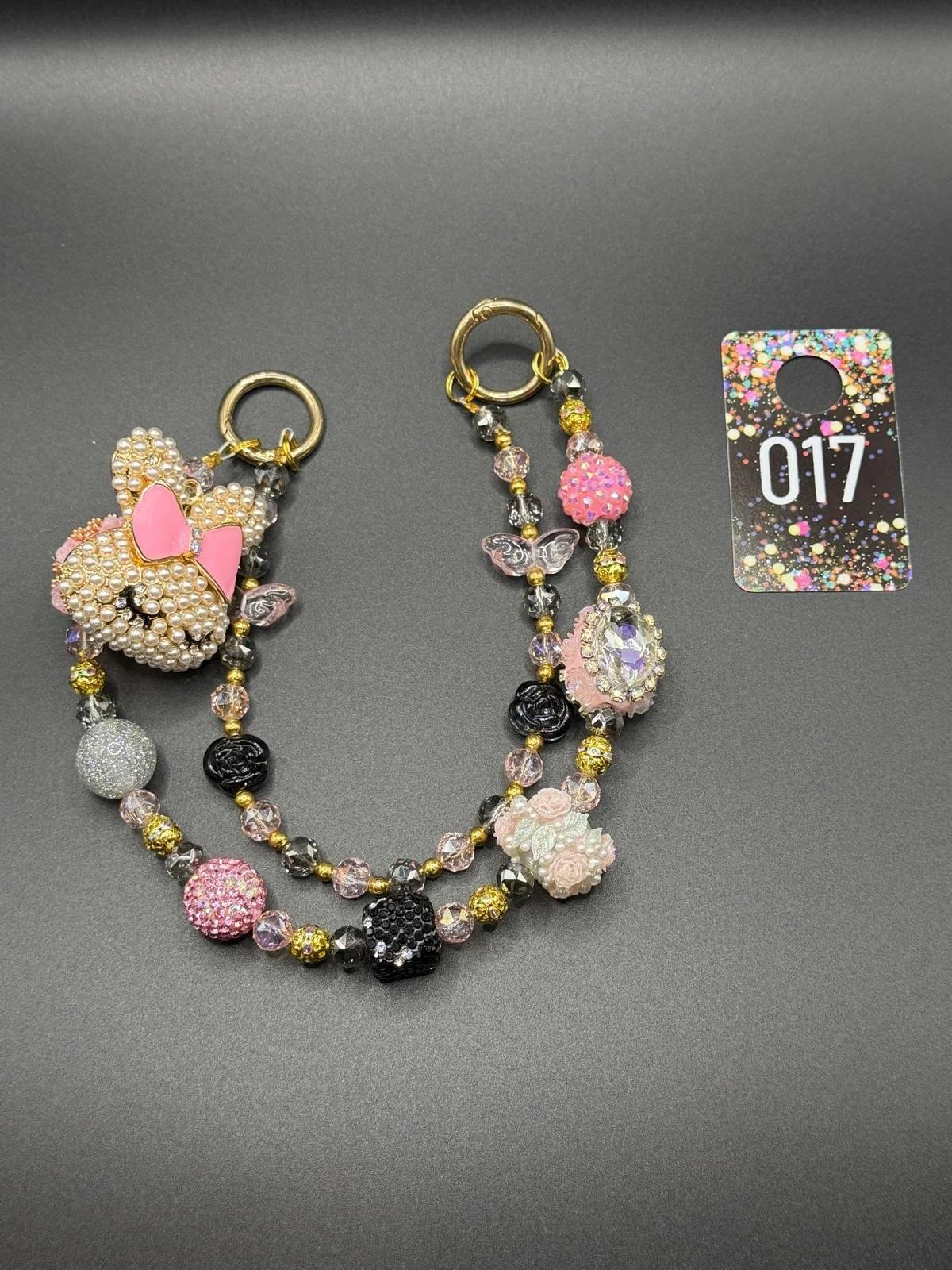 Pink Pearl Mouse Beaded Purse Charm