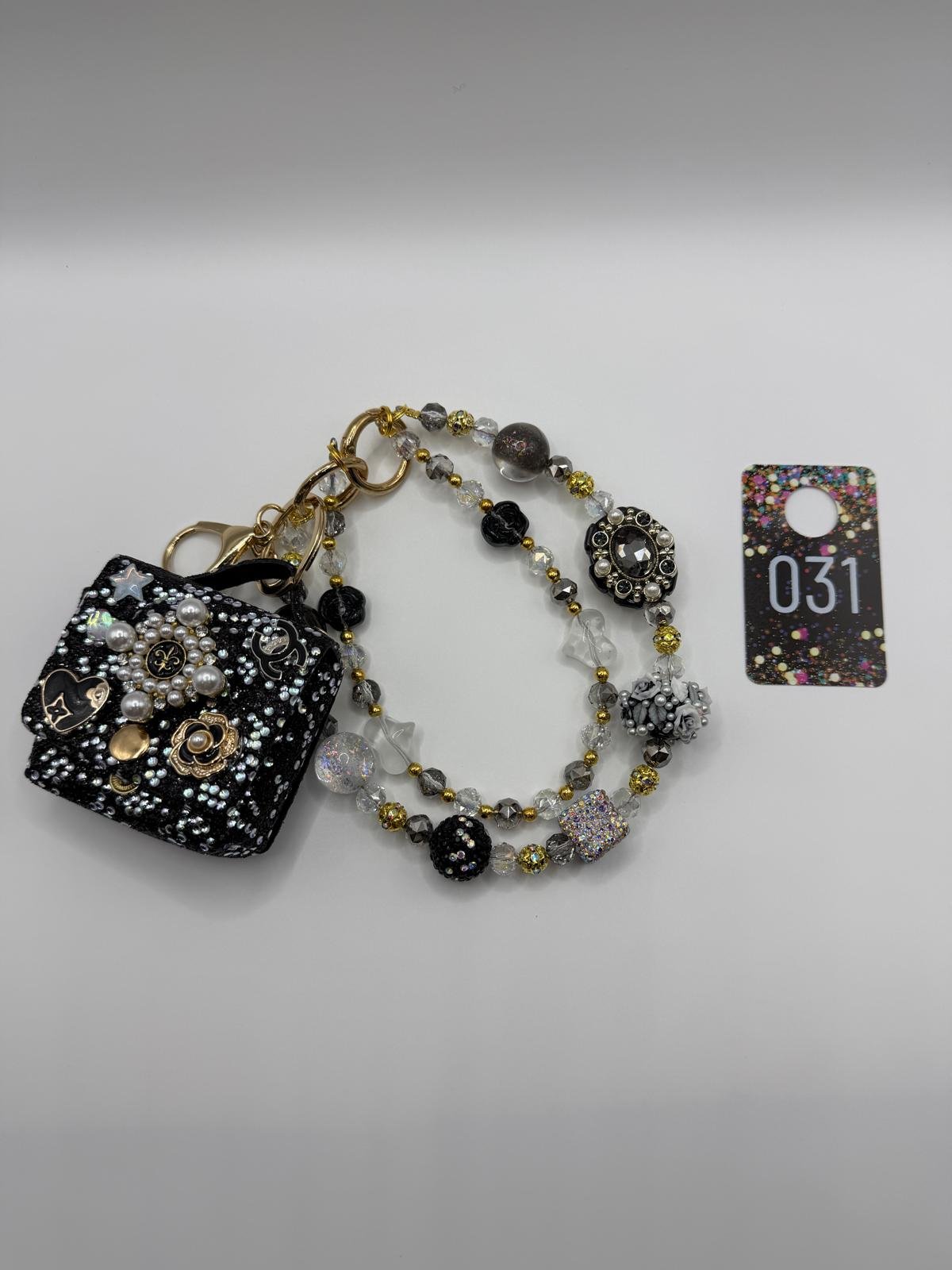 Midnight Luxe Handbag Beaded Purse Charm