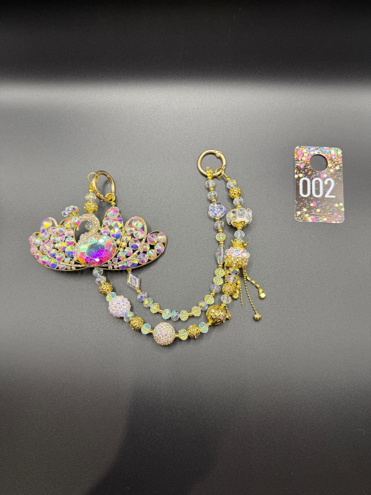 Golden Crown Beaded Charm