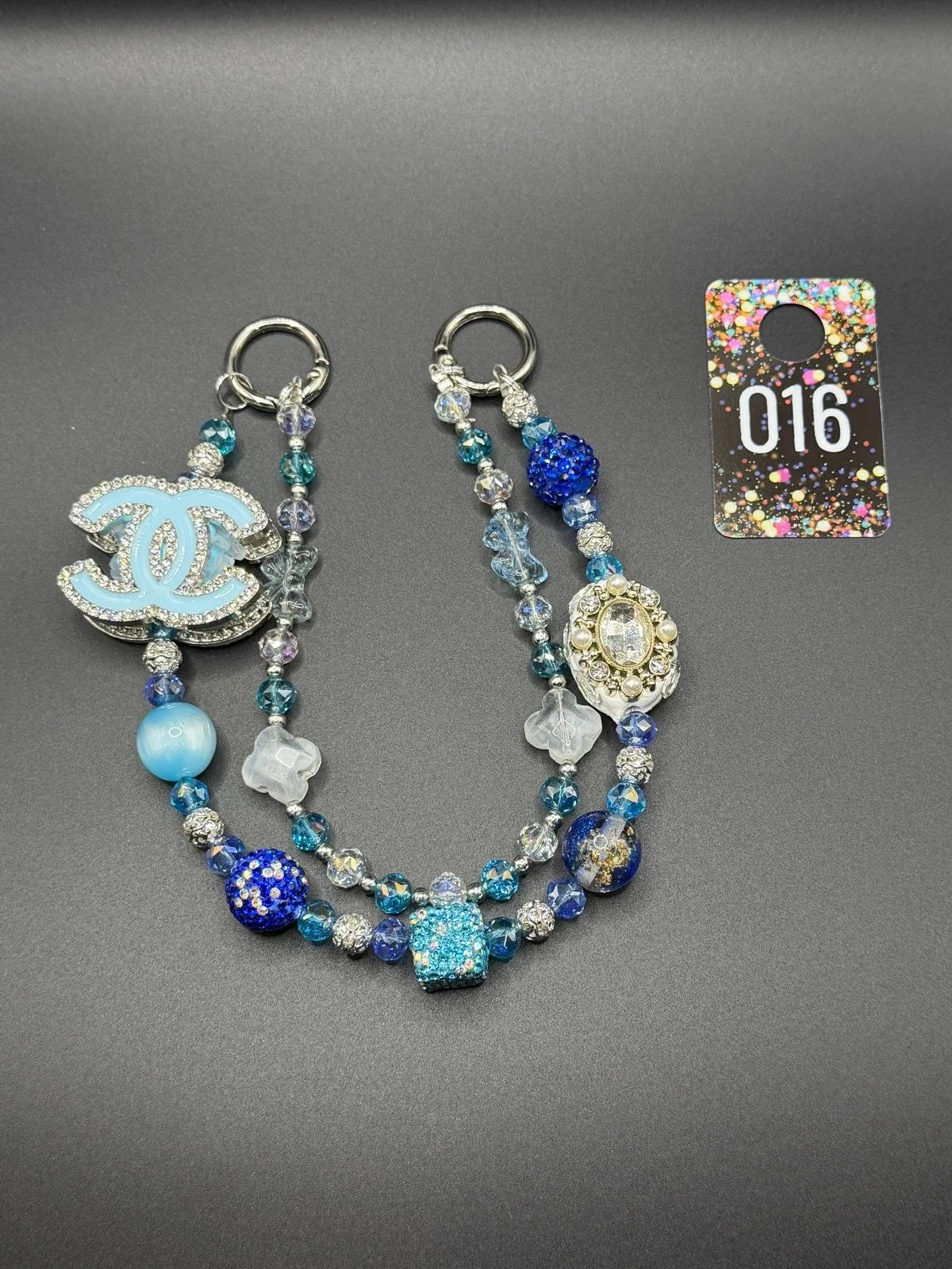 Blue Designer-inspired Beaded Charm