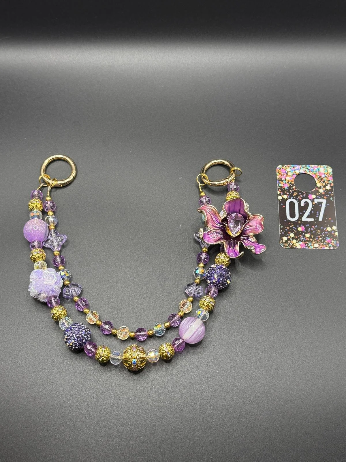 Amethyst Blossom Beaded Purse Charm