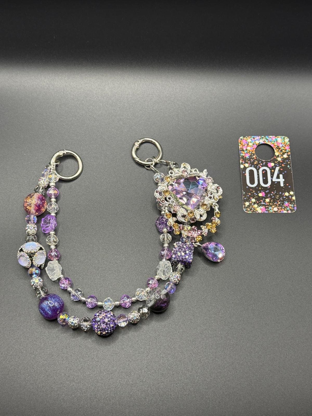 Amethyst Heart Beaded Purse Charm
