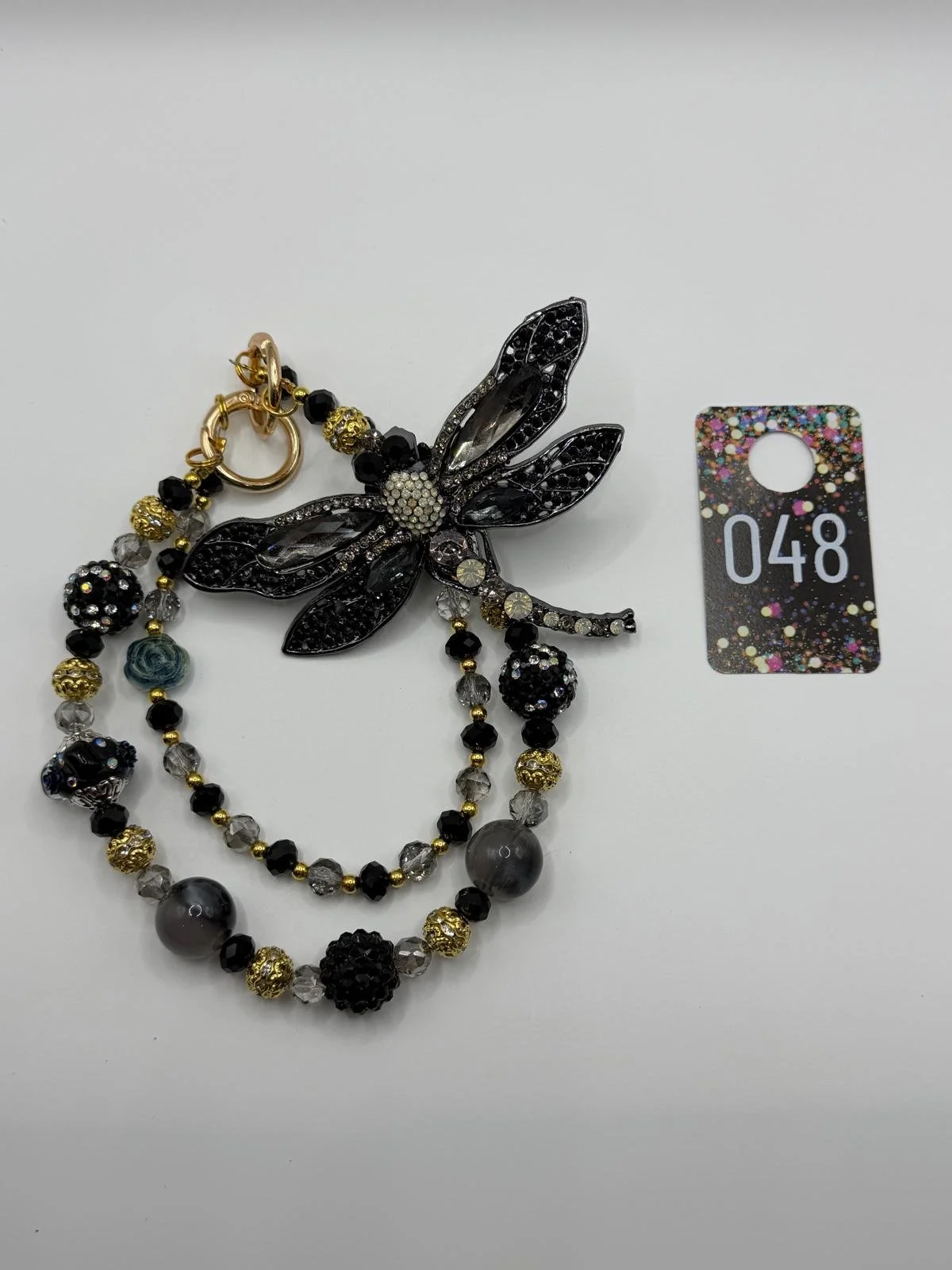 Midnight Dragonfly Bag Charm