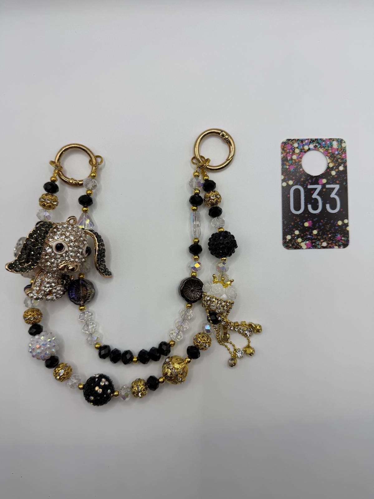 Midnight Pup Beaded Purse Charm