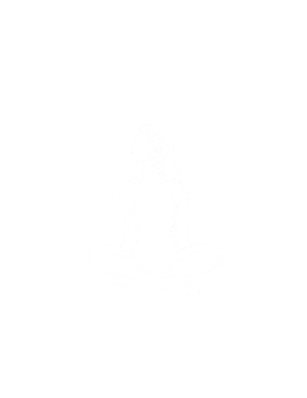 Line drawing of a woman sitting cross-legged in a meditative pose.