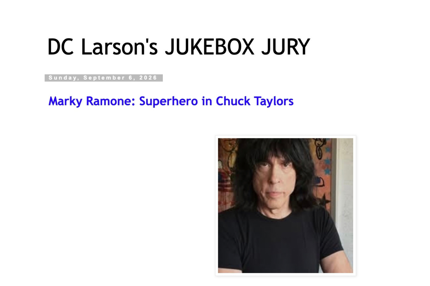 Marky Ramone profiled in DC Larson’s Jukkebox Jury