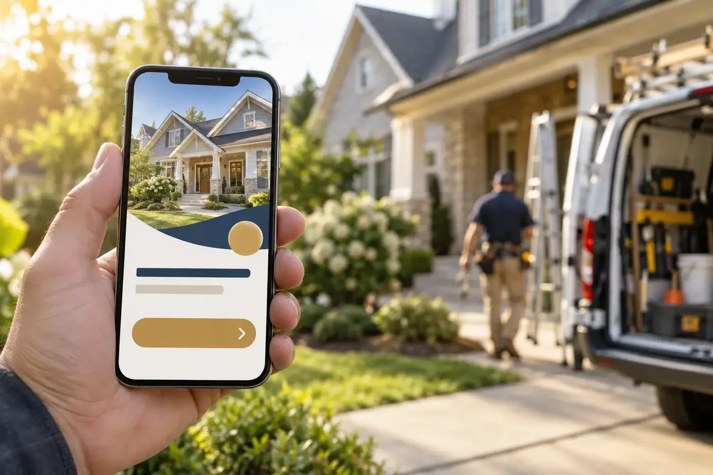 Targeted digital advertisement for a local home services business shown on a smartphone