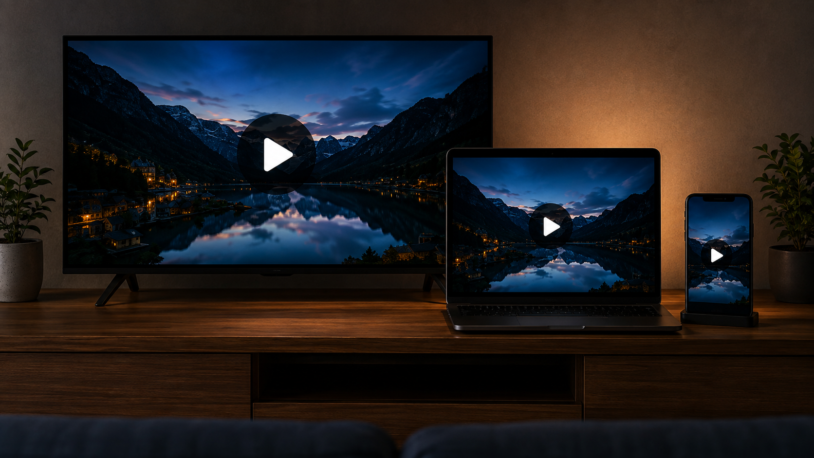 Coordinated video creative displayed across television, laptop and mobile screens