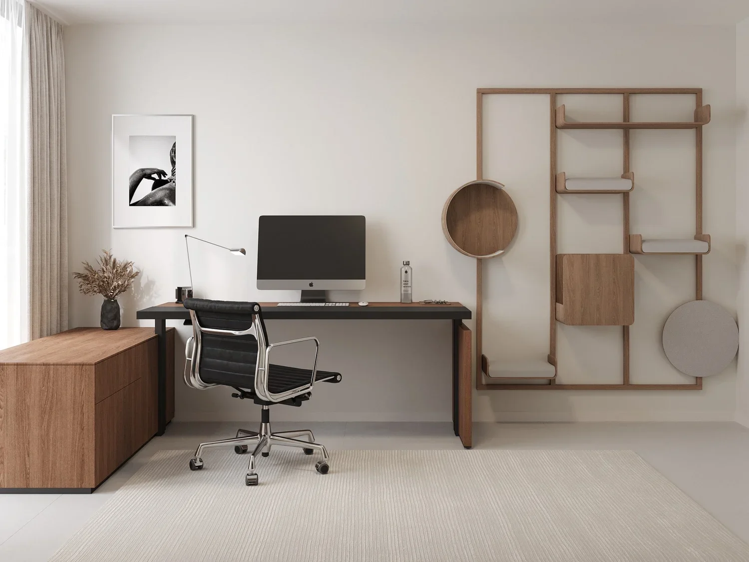 Home office desk with computer setup