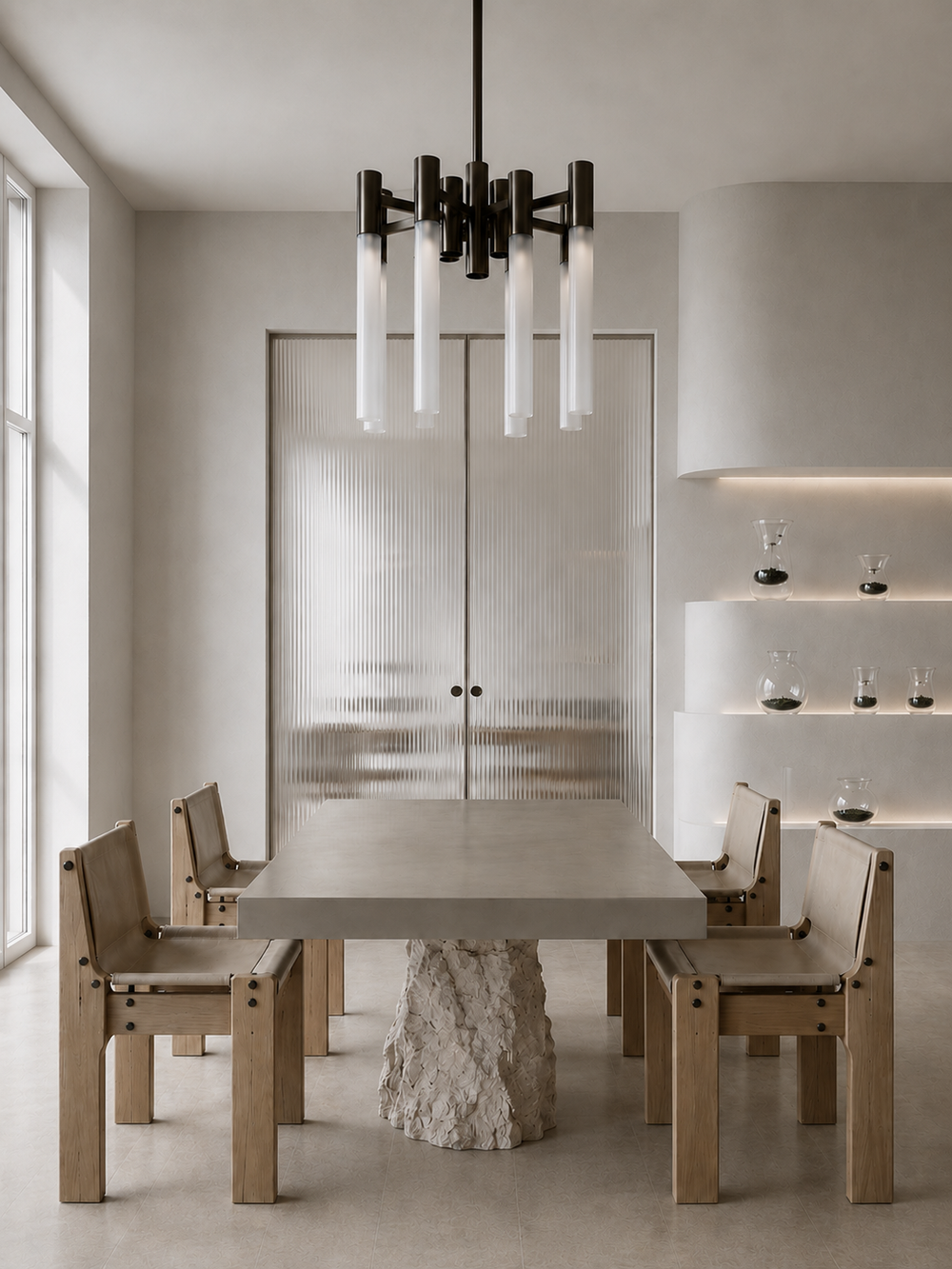 Tea room with stone-based table
