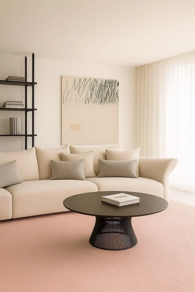 Living room bookshelf with abstract art, Zollikerberg commercial design
