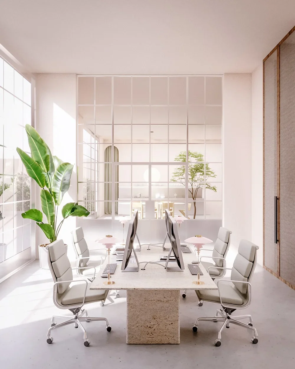 Open-plan office space with plants, London office design