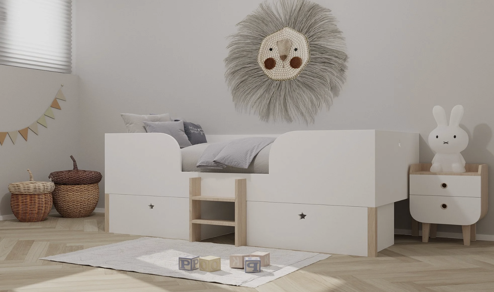 Children's bedroom with decorative wall art