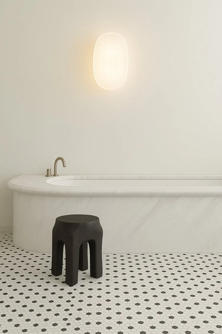Marble bathtub with pendant lighting, Zollikerberg