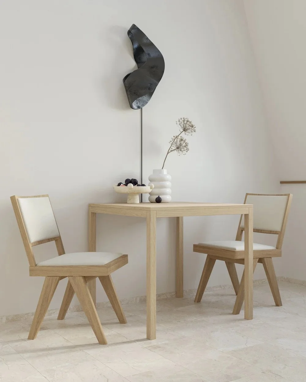 Wooden dining chairs and table, Zurich