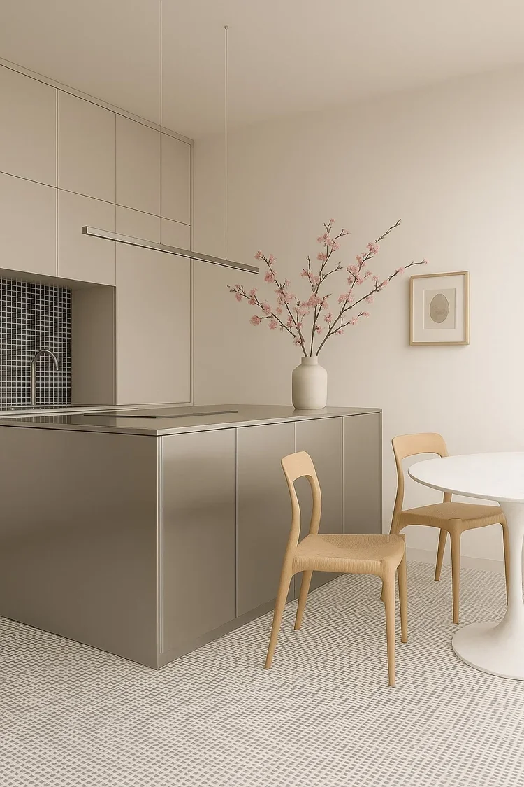 Beige kitchen with dining chairs