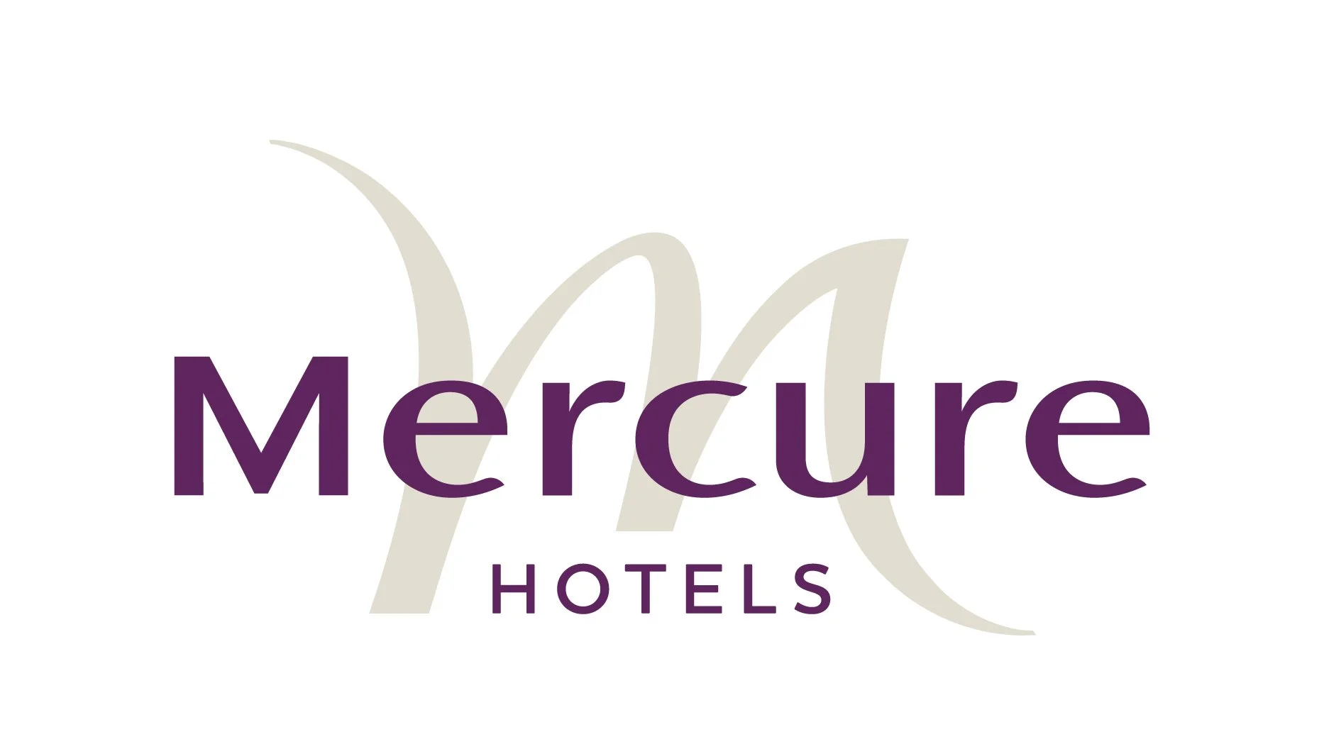 Mercure Hotels logo with stylized beige 'M' and purple text
