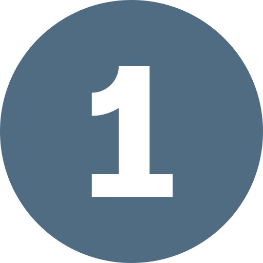 Number one on a circular blue background.