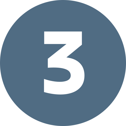 Number 3 inside a dark blue circle