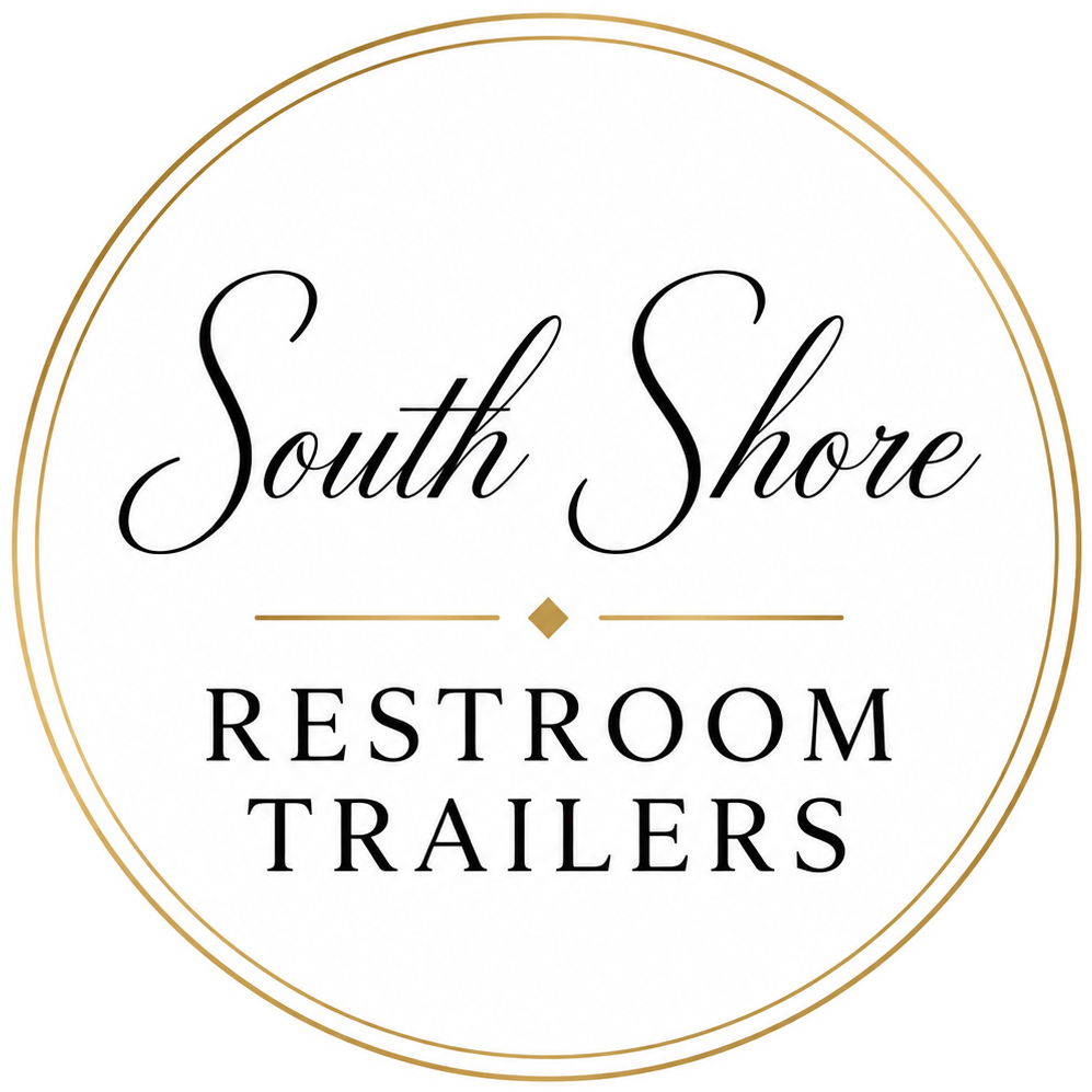 Sign indicating the location of restrooms and trailers at South Shore.