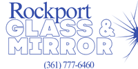 Logo for Rockport Glass & Mirror with company name and phone number