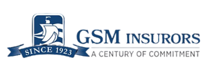 GSM Insurors logo with a sailing ship icon, the text 'Since 1923', and the tagline 'A Century of Commitment'.